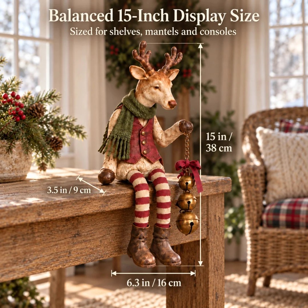 Vintage Old Reindeer Shelf Sitter Size