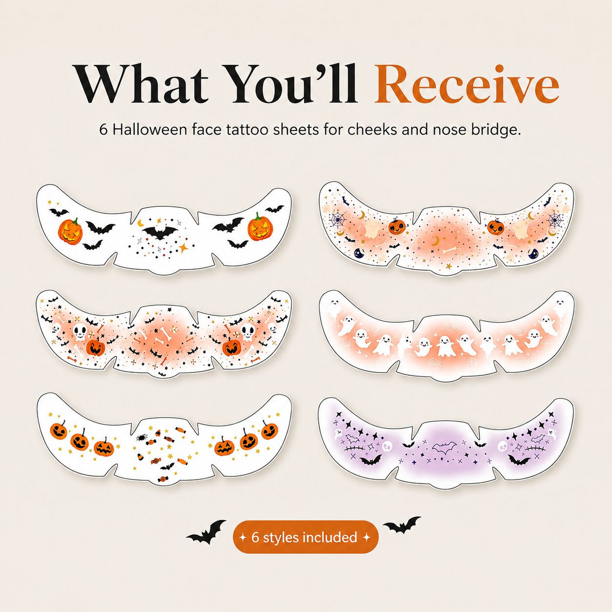 Temporary Freckle Face Tattoos – 6 Themed Styles – detail 9