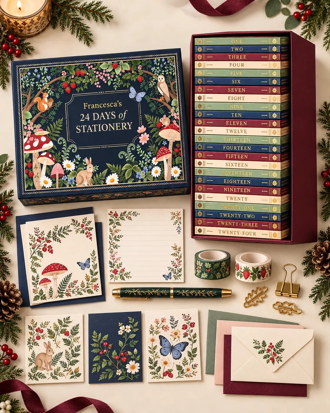 Stationery Advent calendar numbered drawers