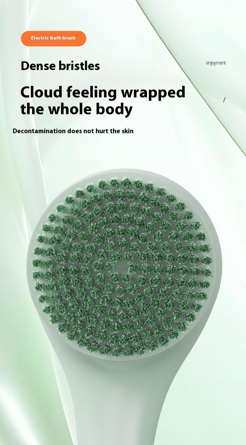Rechargeable Motorized Electric Shower Back Scrubber - Long Handle IPX Waterproof PVC Spin Bath Brush with 5 Replaceable Heads, 3 Speed Modes, Exfoliating Massager for Adults Sensitive Skin, USB, Full Body (Shoulders, Calves Care, Great Gift Option)