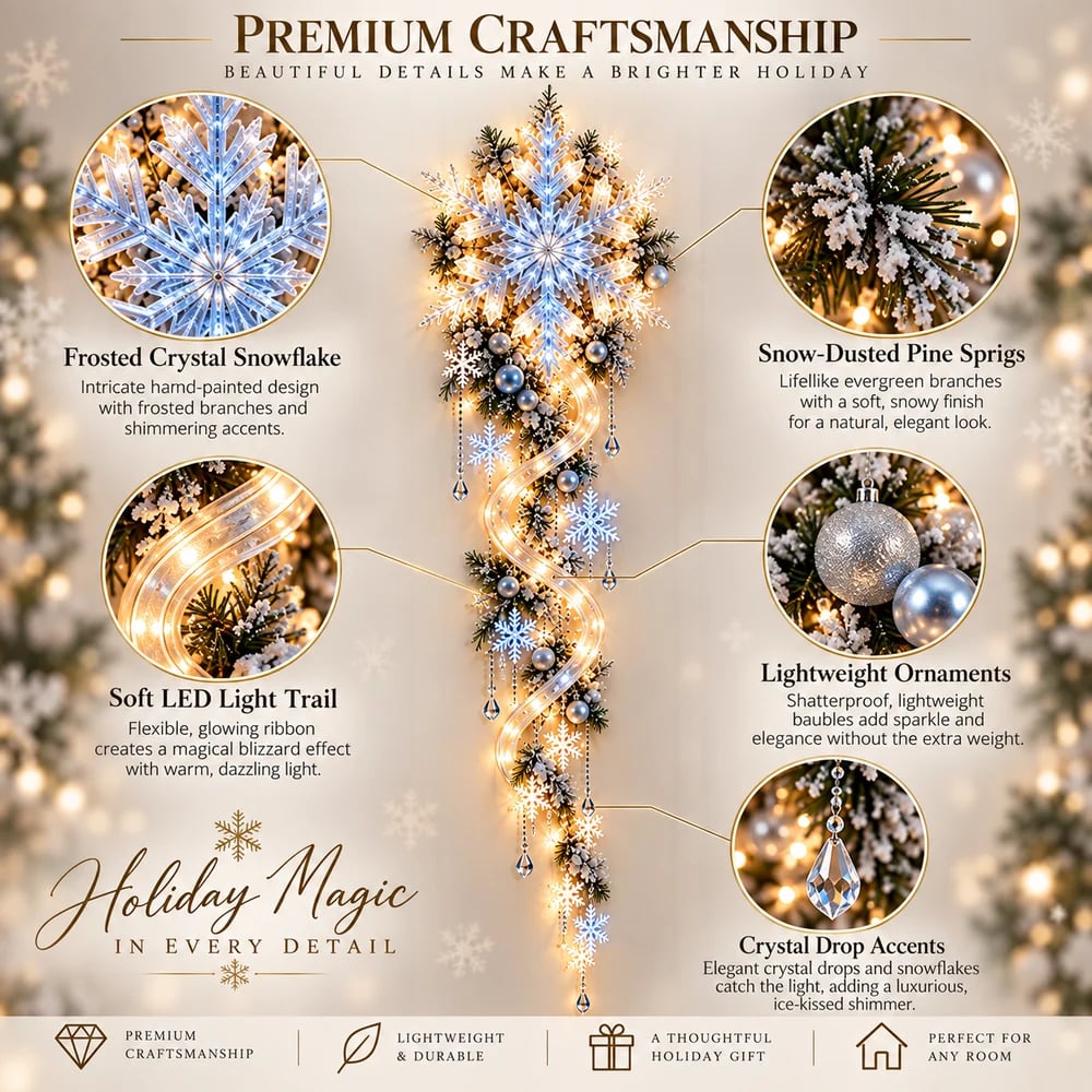 Detailed illuminated crystal snowflake