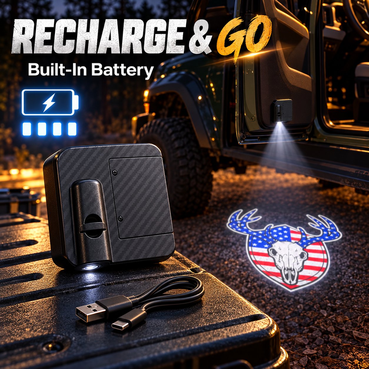 Rechargeable car door welcome projector