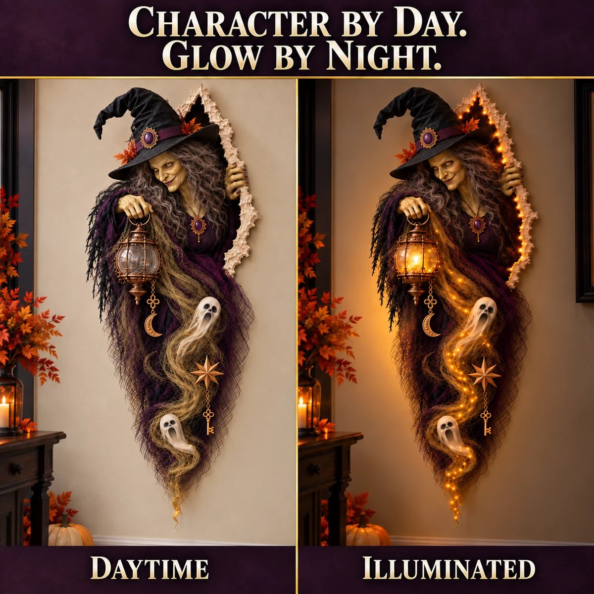 Daytime and illuminated comparison