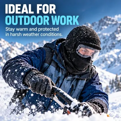 Winter full-face covering during snow clearing activity