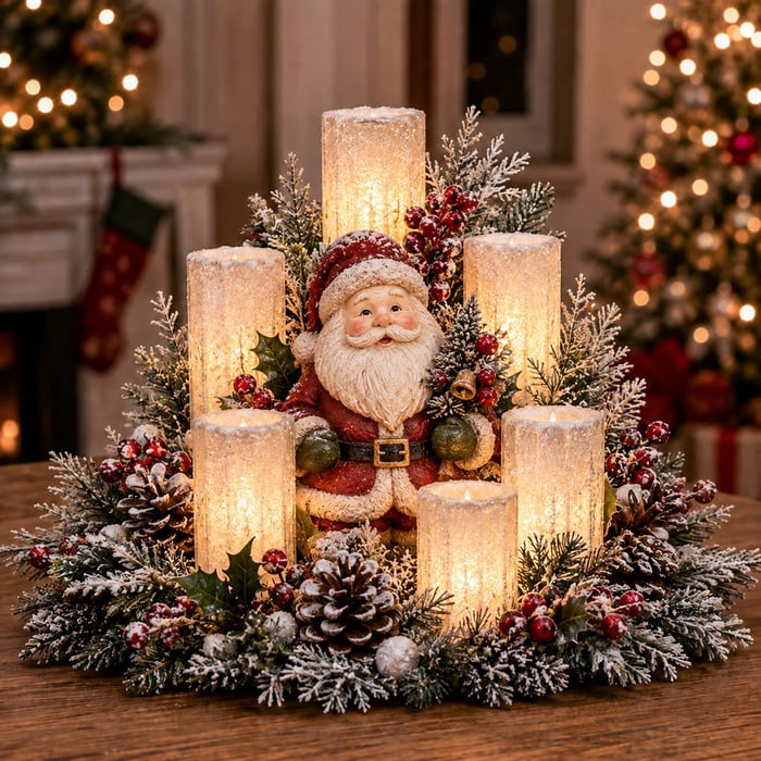 Santa Christmas Lighted Centerpiece