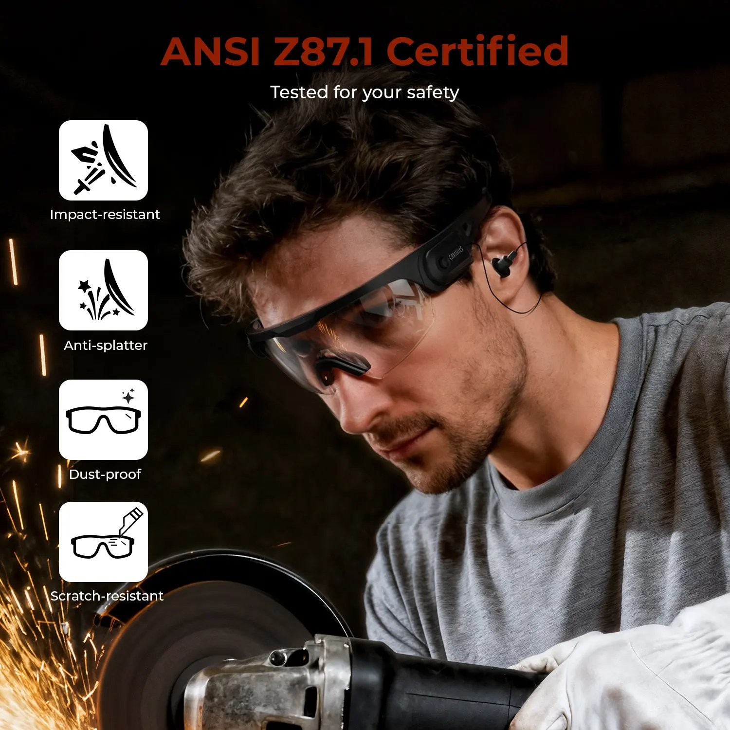 ANSI Z87.1 safety goggles for work protection