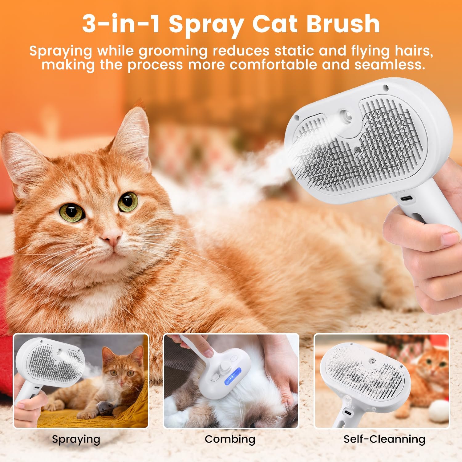 Self cleaning pet brush