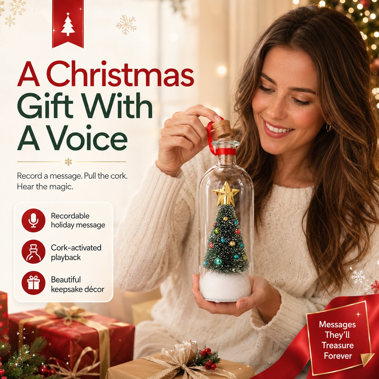 Personal recordable Christmas gift in a bottle