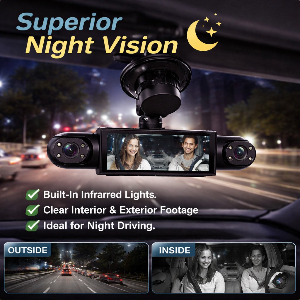 Dash camera night vision assistance for low light driving