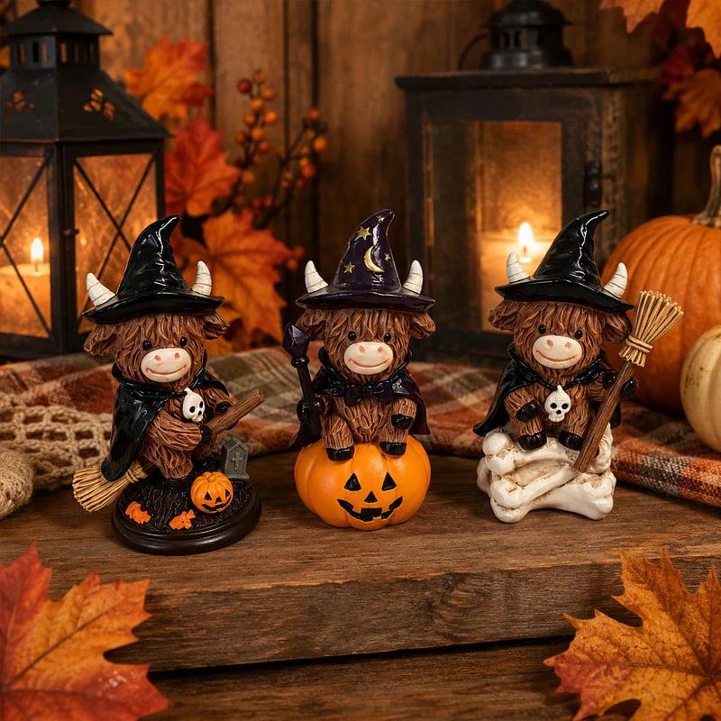 Halloween Highland Cow ornament display ideas