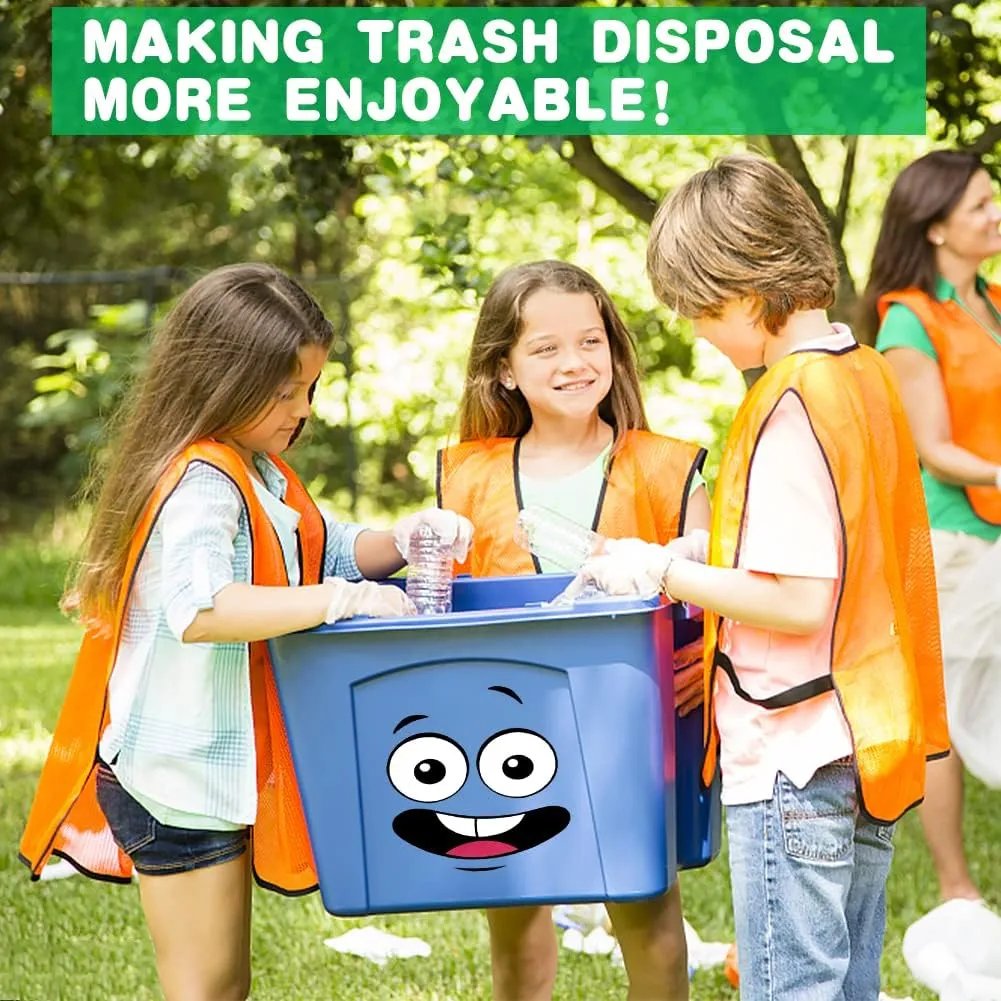 Funny expression stickers on bins