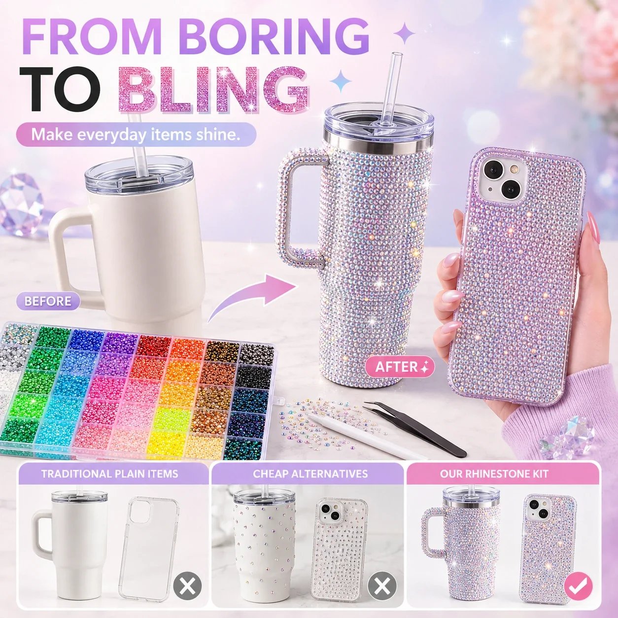 From boring to bling rhinestone project