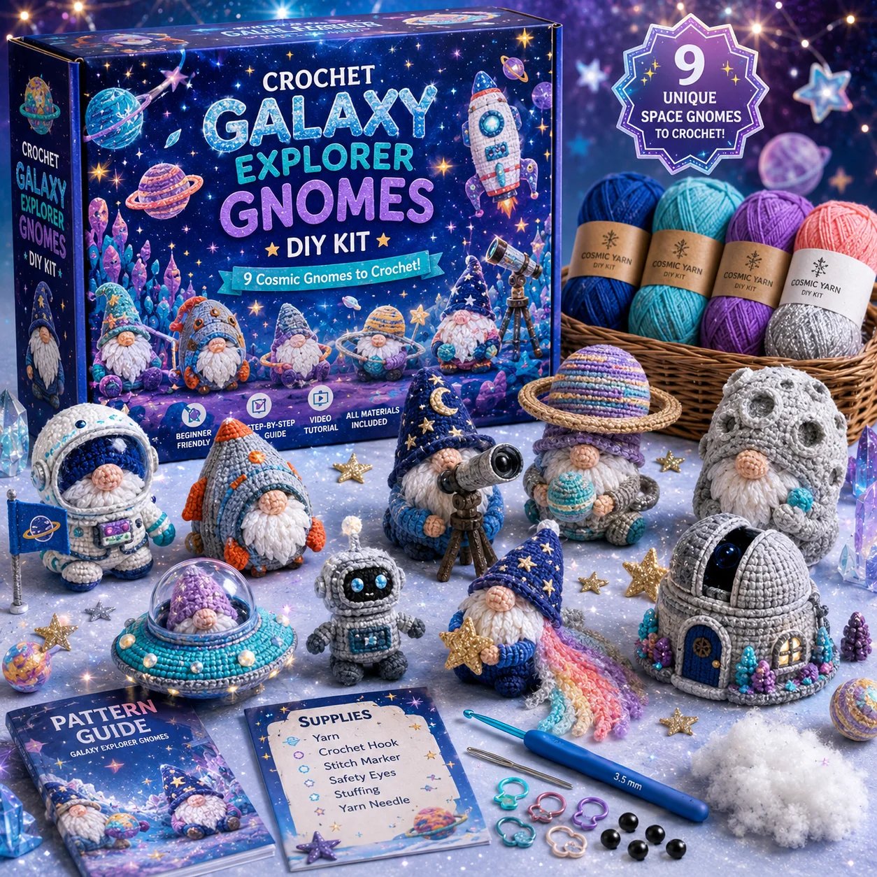 Galaxy Explorer Gnomes Crochet DIY Kit