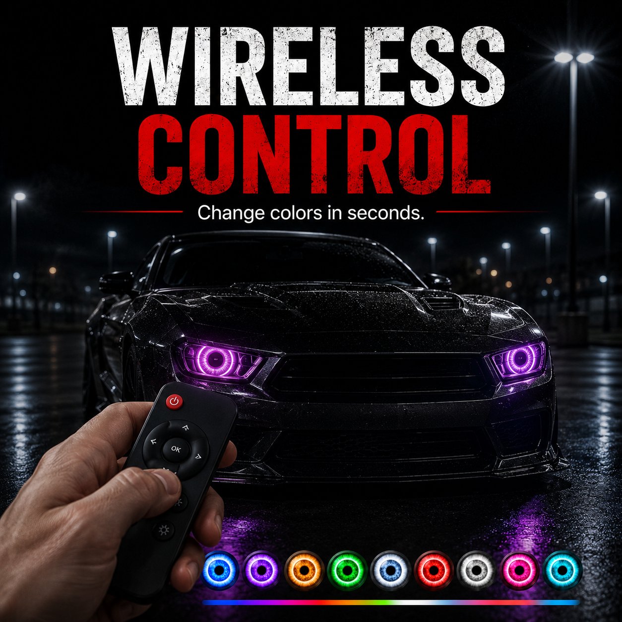 Wireless remote and control components for the RGB projector lighting kit