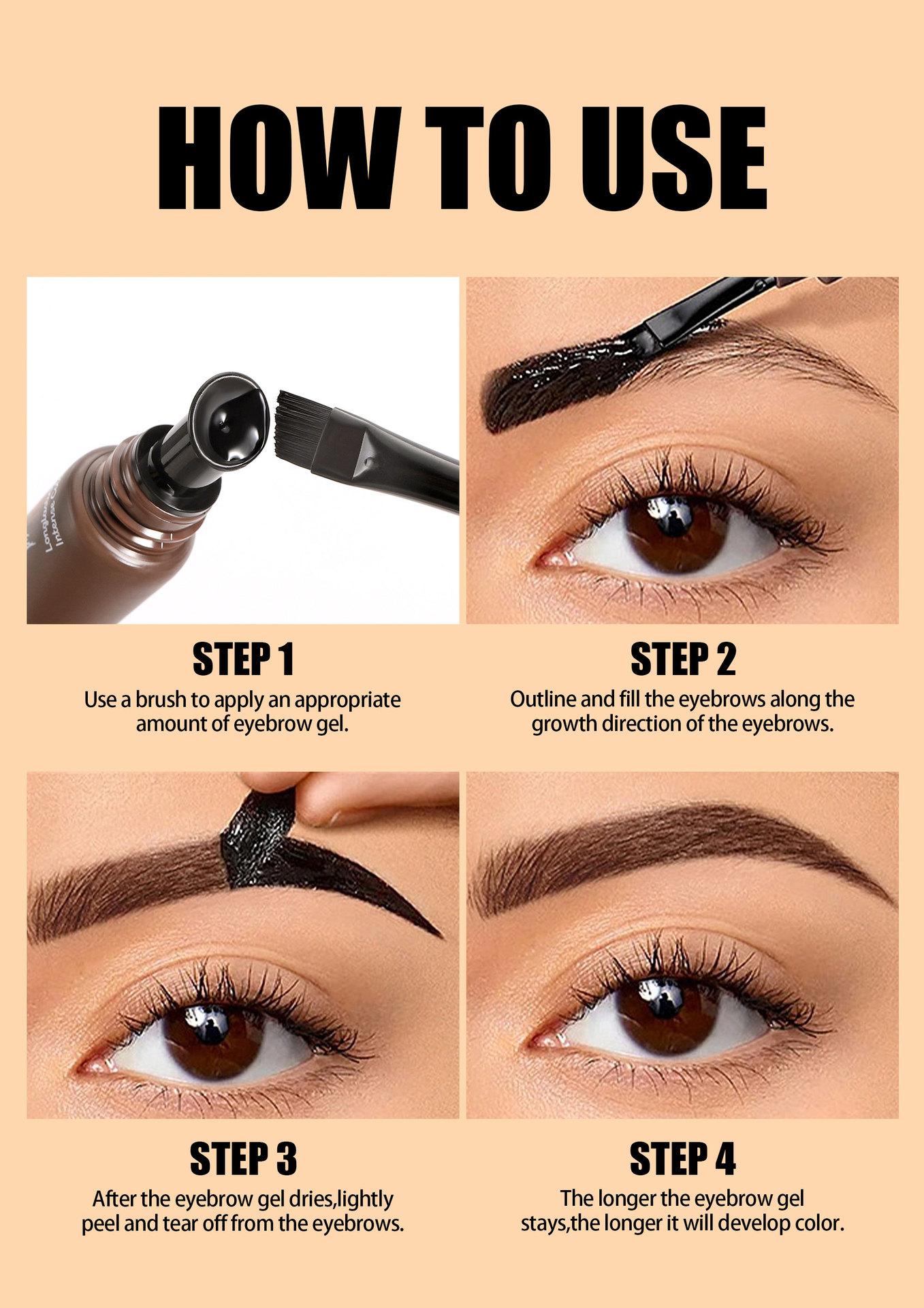 5-Color Tear-Off Brow Tint – Waterproof, Non-Fading, Long-Lasting Pigment for Precise Brow Definition & Effortless Wild Brow Looks - Easy-to-Use Makeup Tool for Women, Cosmetics, Eyebrow products