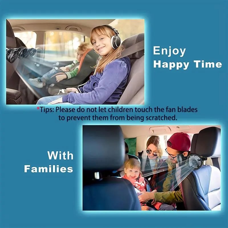 Product Introduction of Father's Day Gifts, Mother's Day Gift, Adjustable Car Backseat Fan, 1 Count Summer Essential Double-head Electric Fan with Seat Clip, Strong Wind Rear Seat Back 360 Degrees Rotation Large Air Volume Fan, Men Gifts, Car Ventilation Tools 71