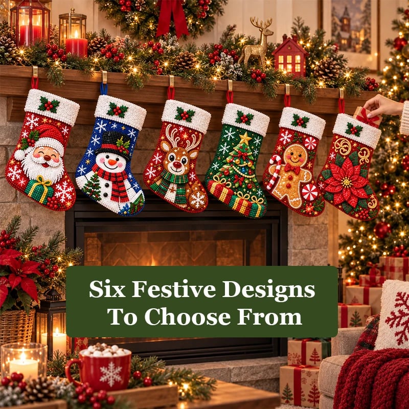 Six Christmas stocking designs