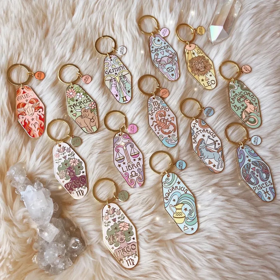 ⏰BUY 3 GET 1 FREE🔮Vintage Illustrated Zodiac Keychain