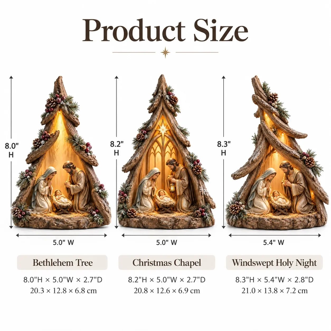 Old World Nativity Tree dimensions
