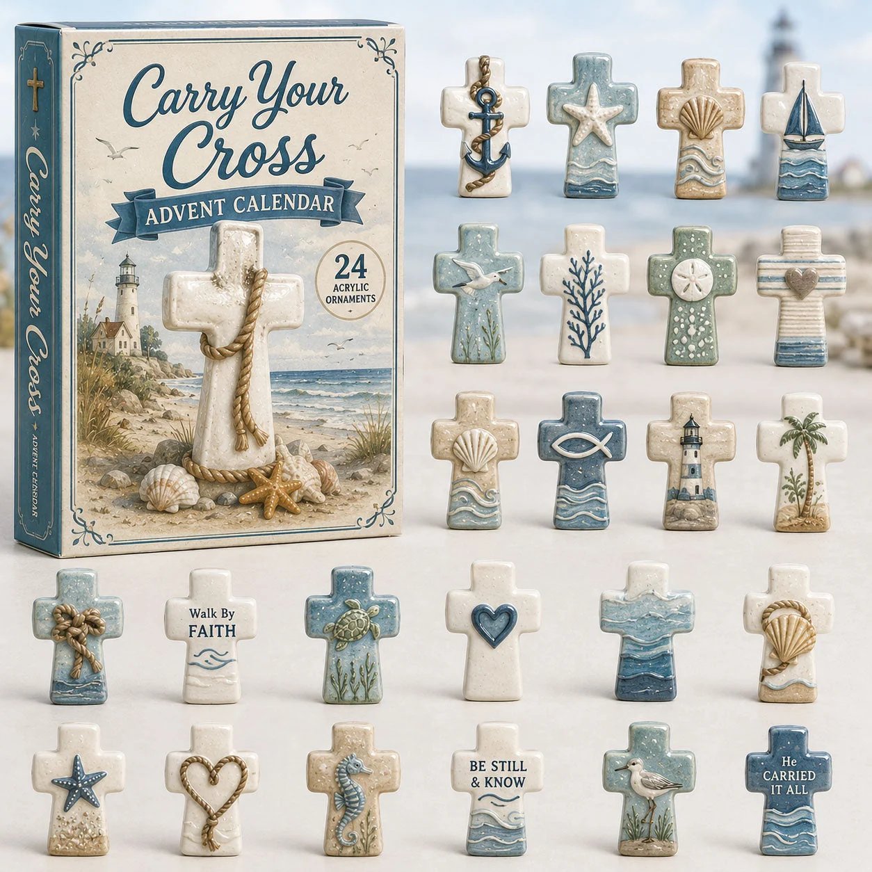 Cross themed Christmas ornament collection