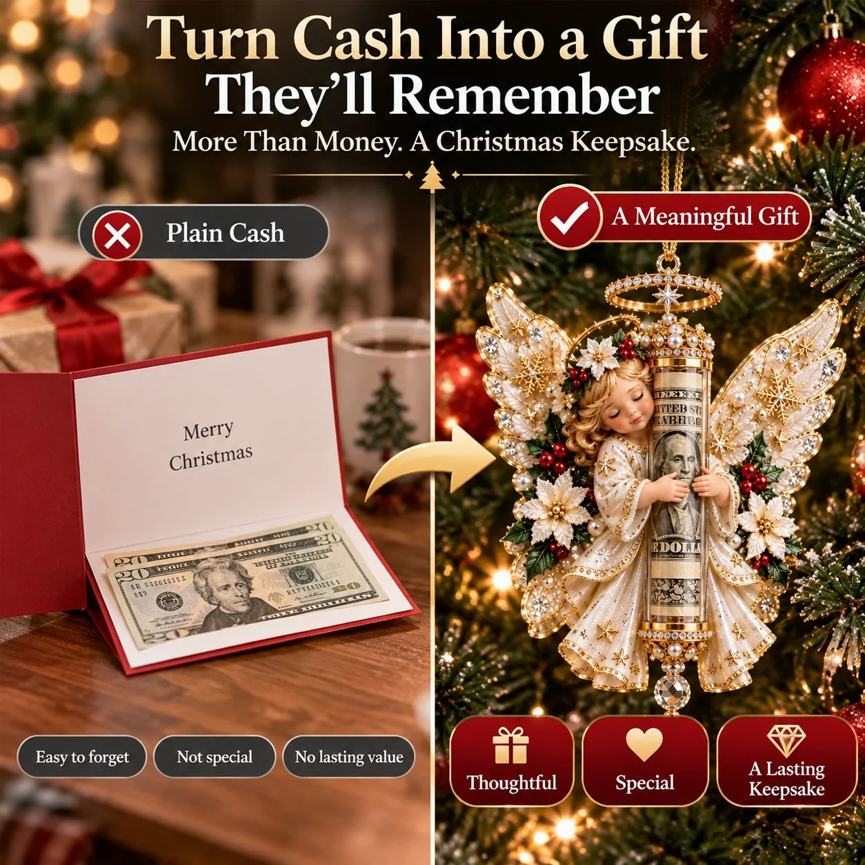 Angel money holder Christmas keepsake