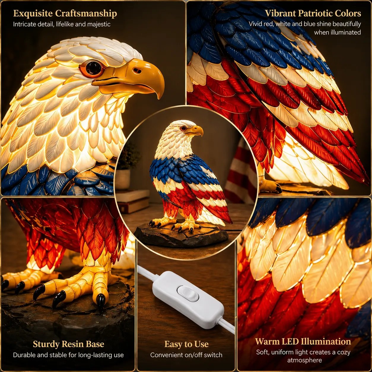 Detailed eagle wall lamp craftsmanship