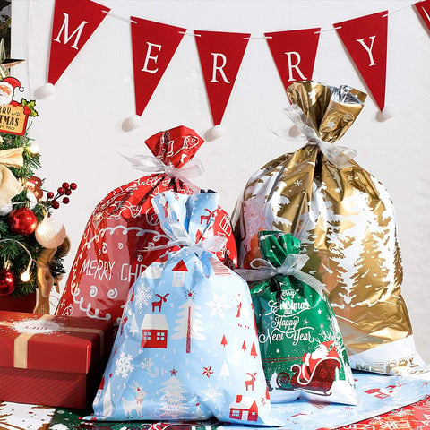 Assorted Christmas gift bag patterns and sizes