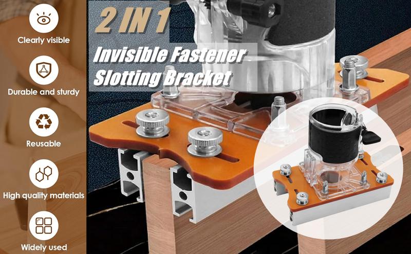 SnapFixMate 2 in 1 Invisible Fastener Slotting Bracket, Woodworking Router Base, Mortising Jig, Wood Trimmer Router Tool, Slotted Base & Fastening Bracket for 65mm Fixed Trimming Machine