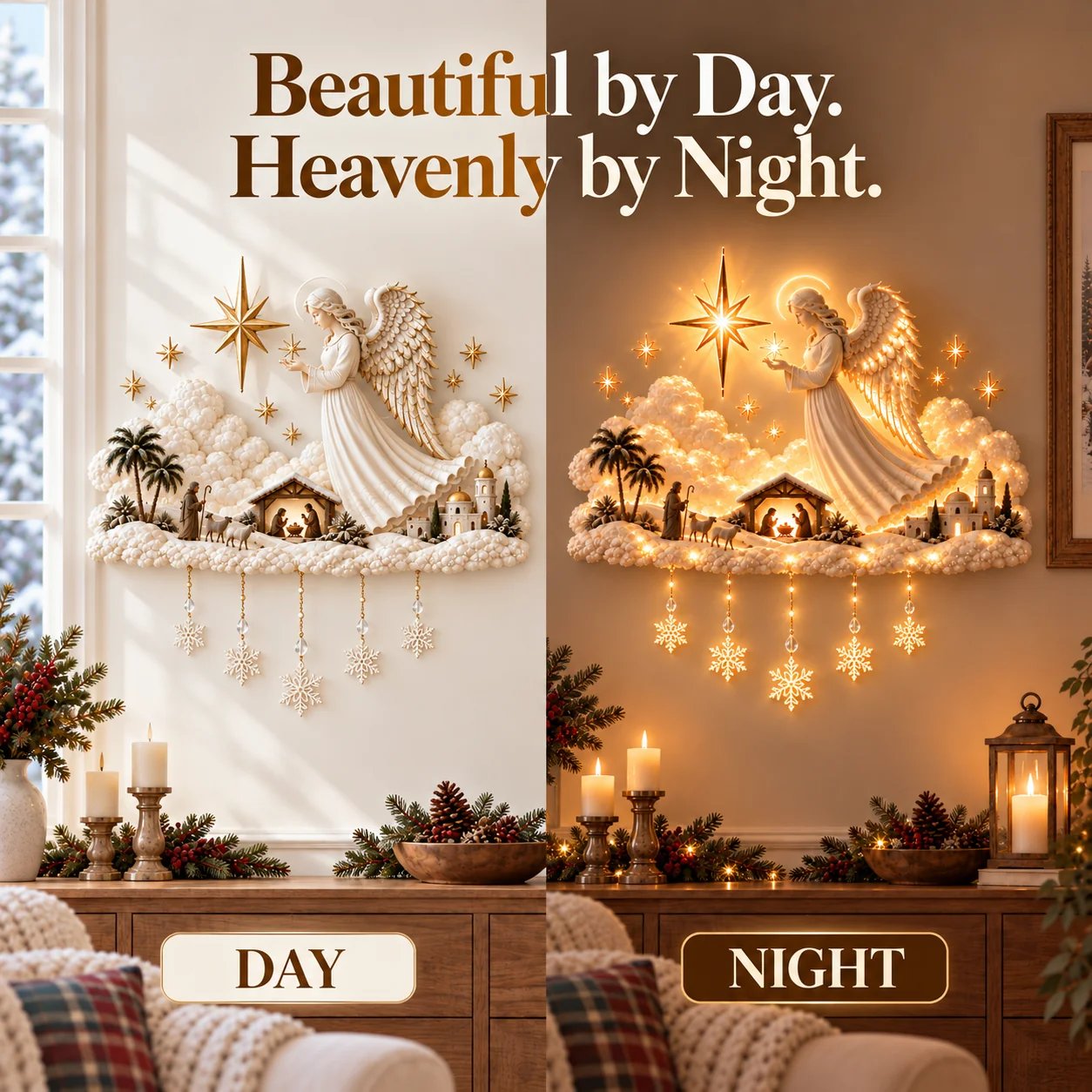 Golden Starfall Nativity lighting details