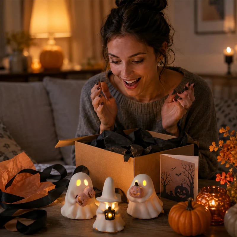 🔥Little Ghosts, Big Halloween Glow — Cute LED Tabletop Decor Set