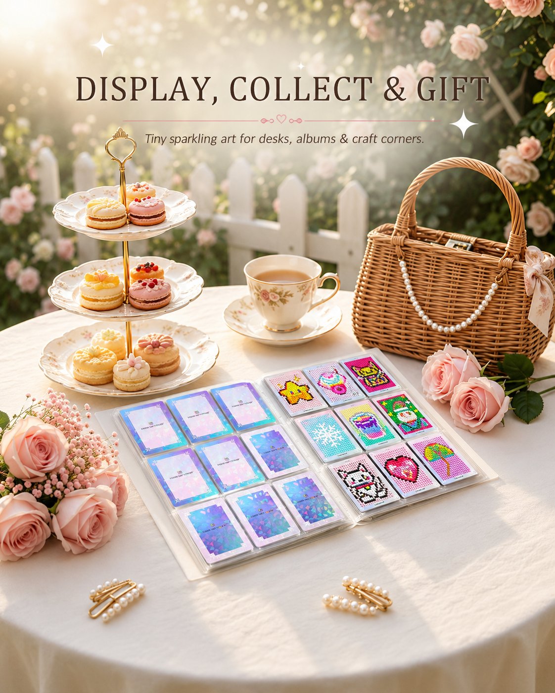 Finished mini diamond art cards for collecting displaying and gifting