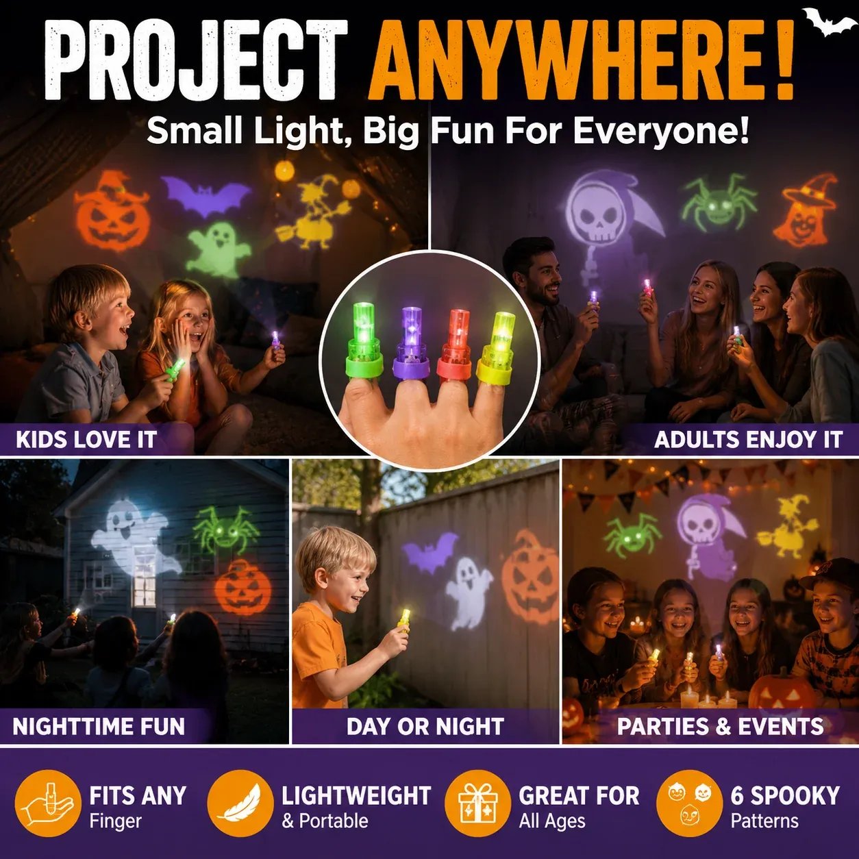 Halloween Pattern Finger Projector Lights