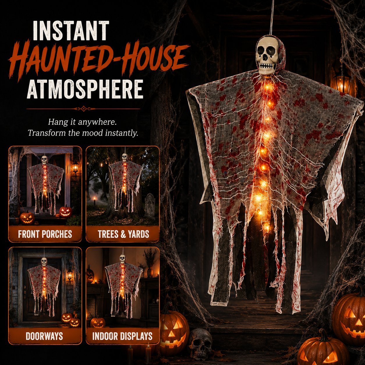 Realistic skull ghost Halloween decoration