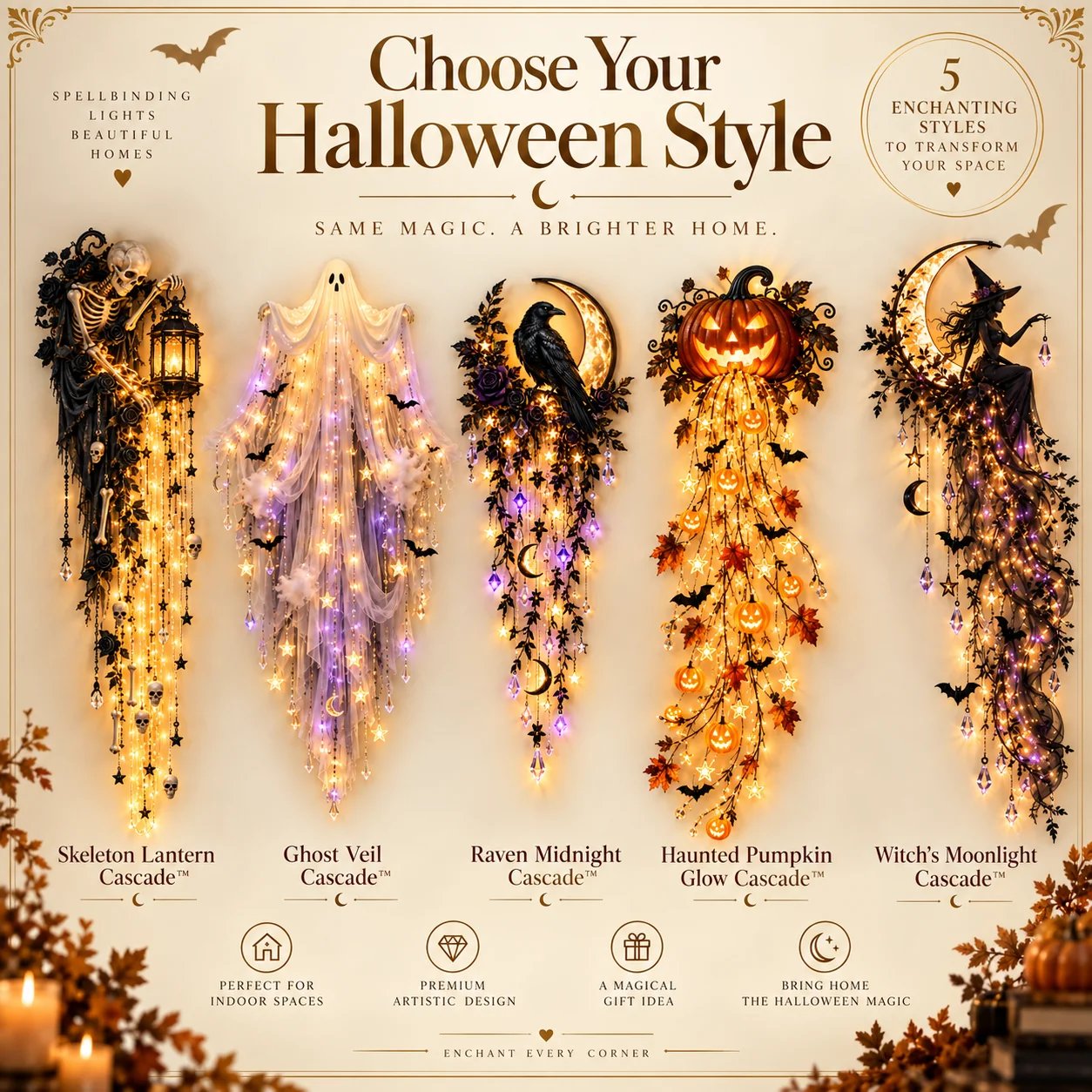 Elegant Halloween Cascade Wall Light Collection