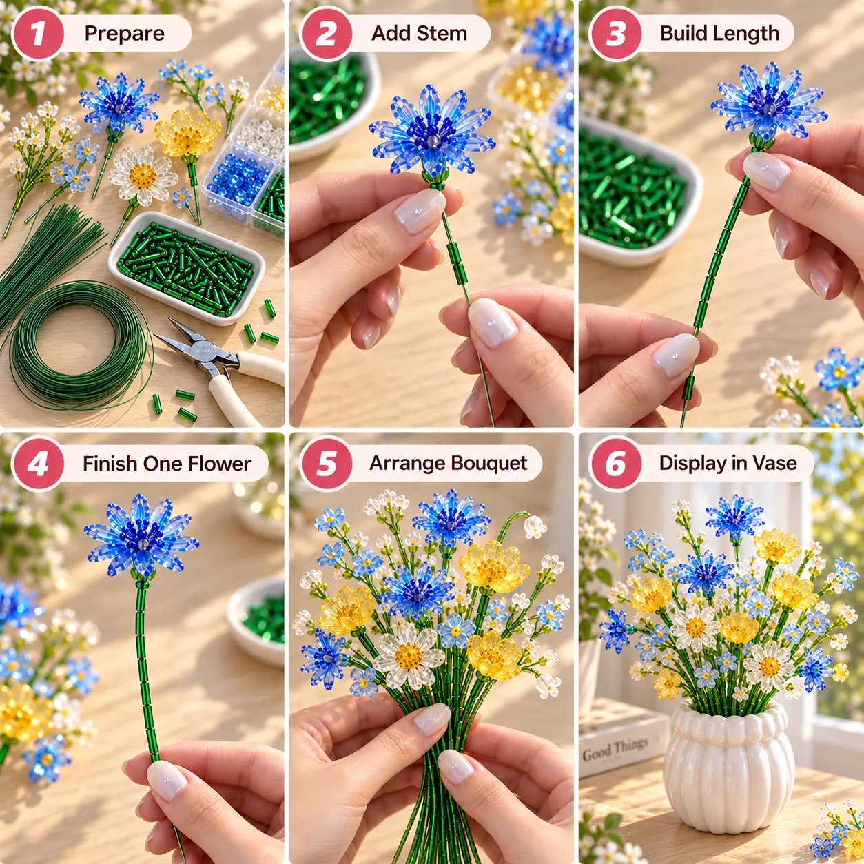 Handmade beaded flower bouquet
