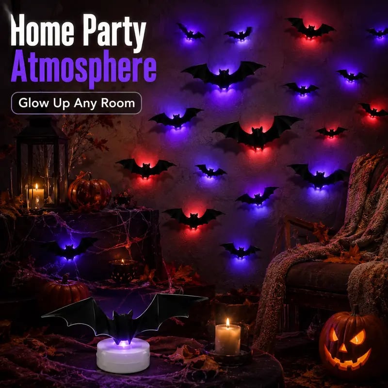 3D LED bats used on Halloween walls and party decorations