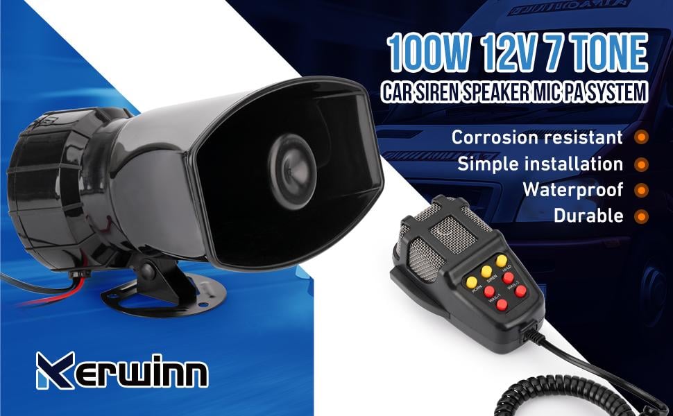AXIZITECH 12V Power Car Exterior Sound Speaker Kit with Mic, 7-Tone Horn, Car Alarm, Loud Sound, ABS Plastic Universal Vehicle Horn Accessory, Accessories For Car, Auto Accessories AXIZITECH 12V Power Car Exterior Sound Speaker Kit with Mic, 7-Tone Horn, Car Alarm, Loud Sound, ABS Plastic Universal Vehicle Horn Accessory, Accessories For Car, Auto Accessories