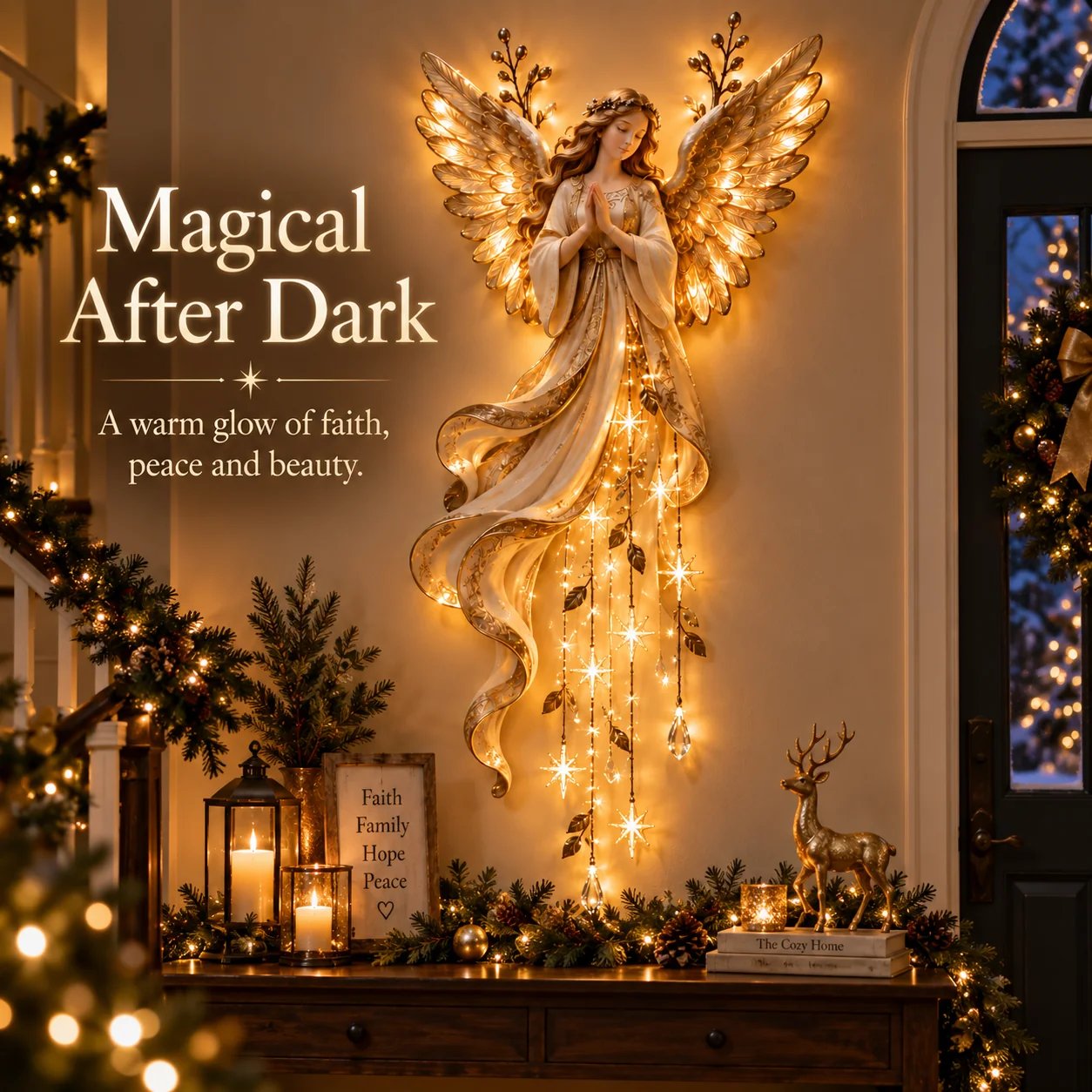 Guardian Angel Starfall Cascade glowing at night