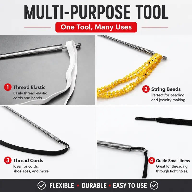 How to use flexible drawstring threader tool