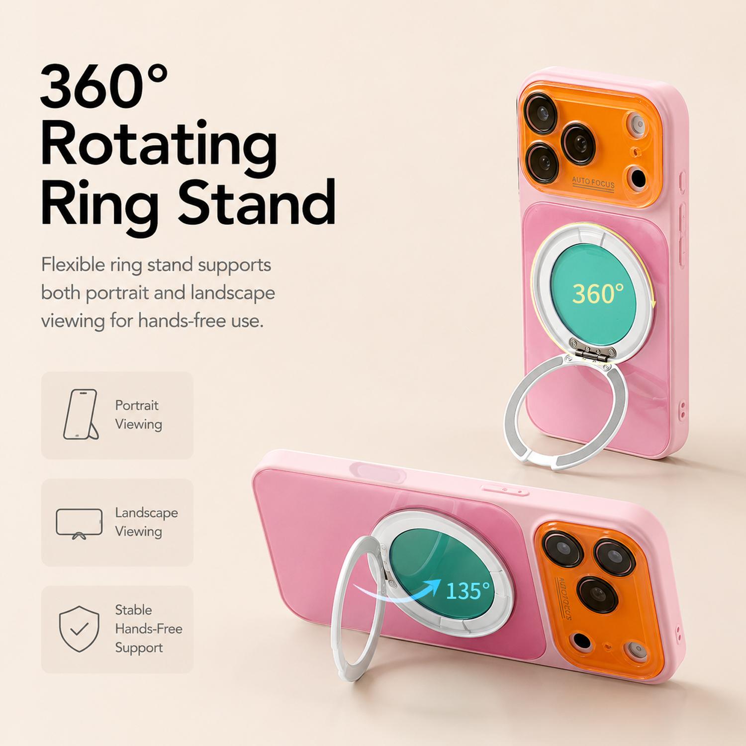 Dopamine Colors Magnetic Case for iPhone 17 16 15 14 Pro Max, with 360° Rotating Ring Stand, Colorblock Glossy Shockproof Cover with Full Camera Protection, Wireless Charging Compatible with MagSafe, Best Gift for Women Girls Dopamine Colors Magnetic Case for iPhone 17 16 15 14 Pro Max, with 360° Rotating Ring Stand, Colorblock Glossy Shockproof Cover with Full Camera Protection, Wireless Charging Compatible with MagSafe, Best Gift for Women Girls