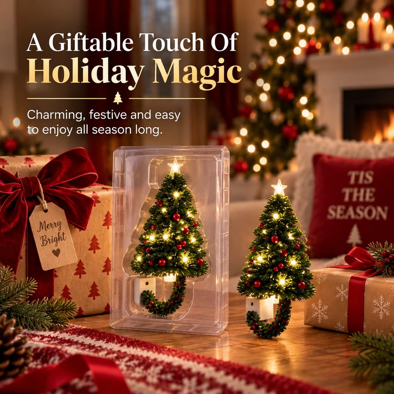 Christmas tree projector shown as a festive gift