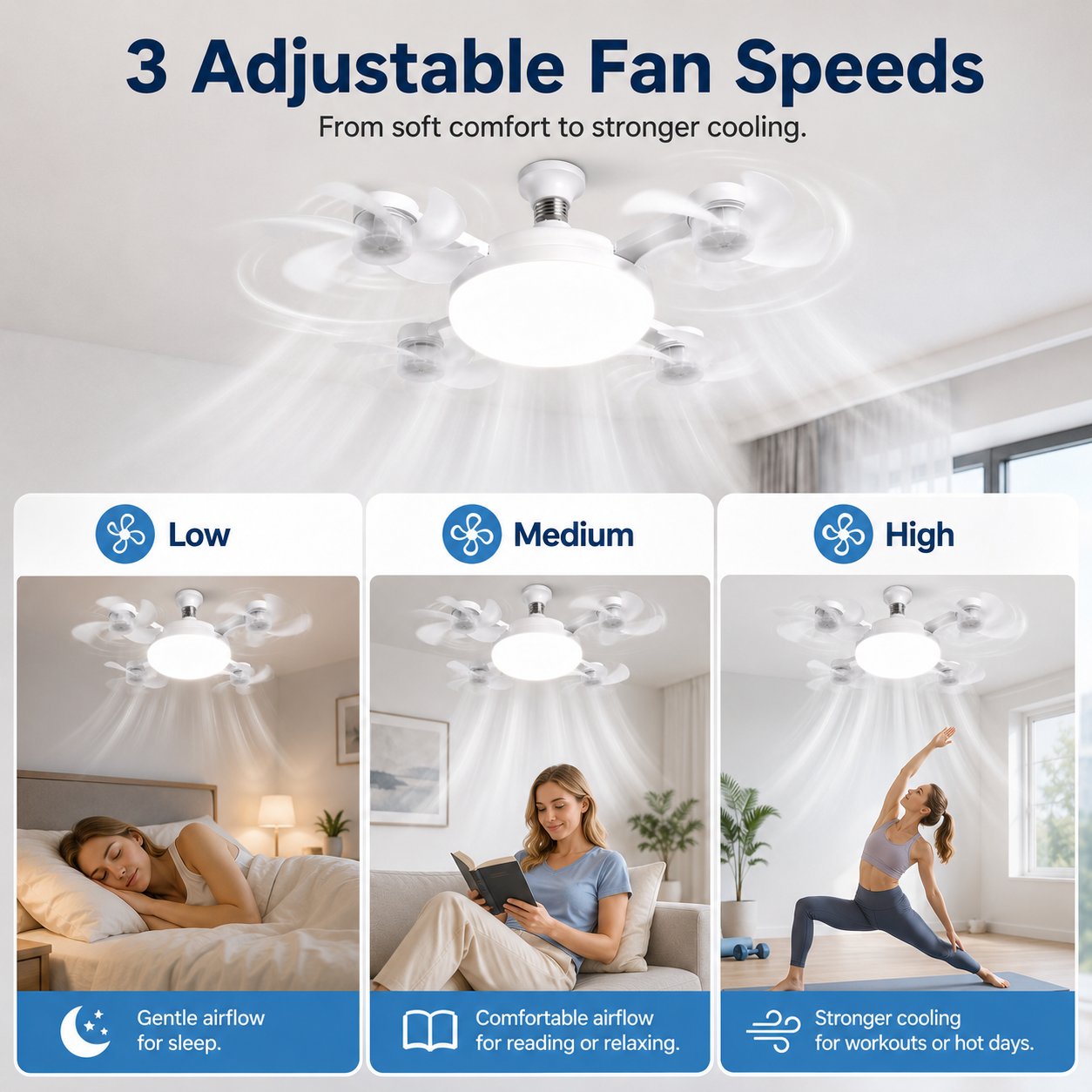 Three adjustable fan speeds