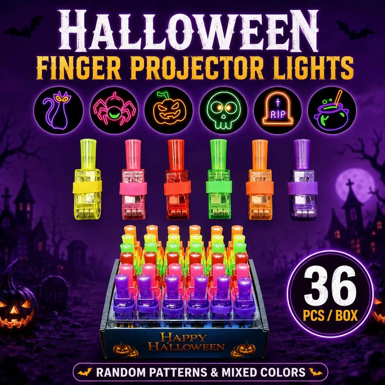 Halloween Neon Holiday finger projector lights