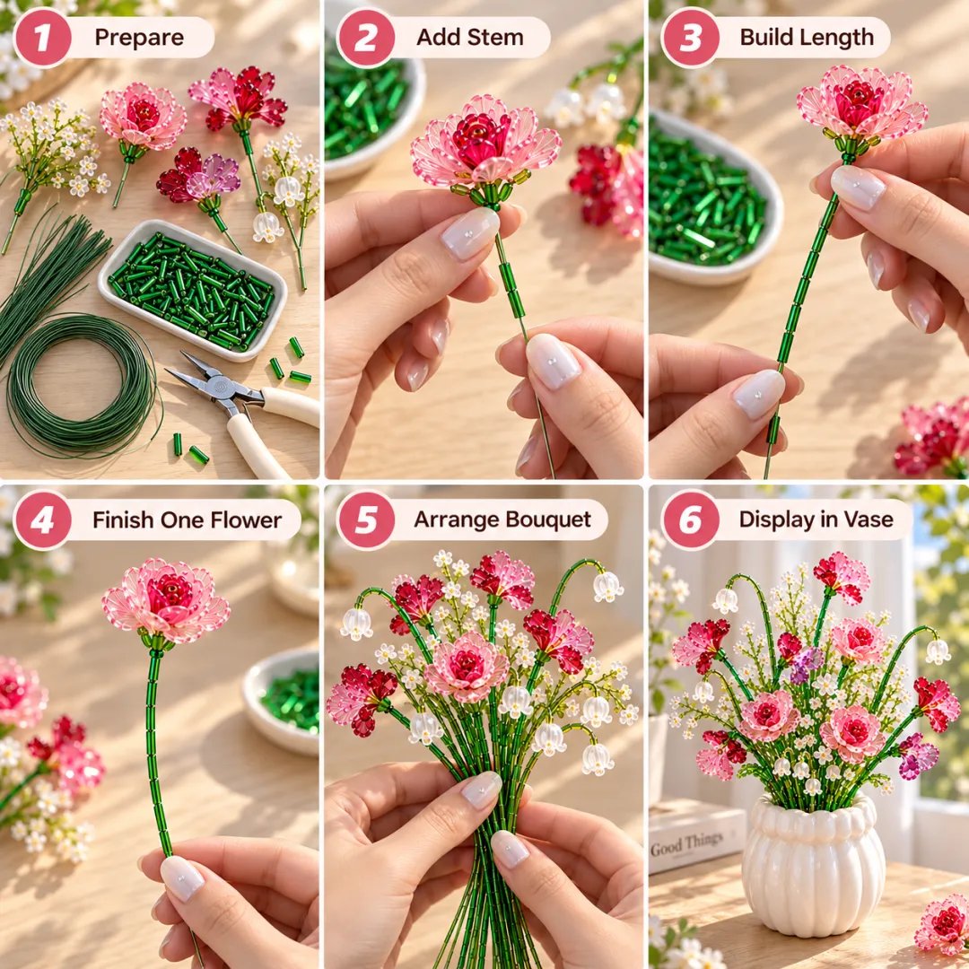 Beaded flower craft home decor