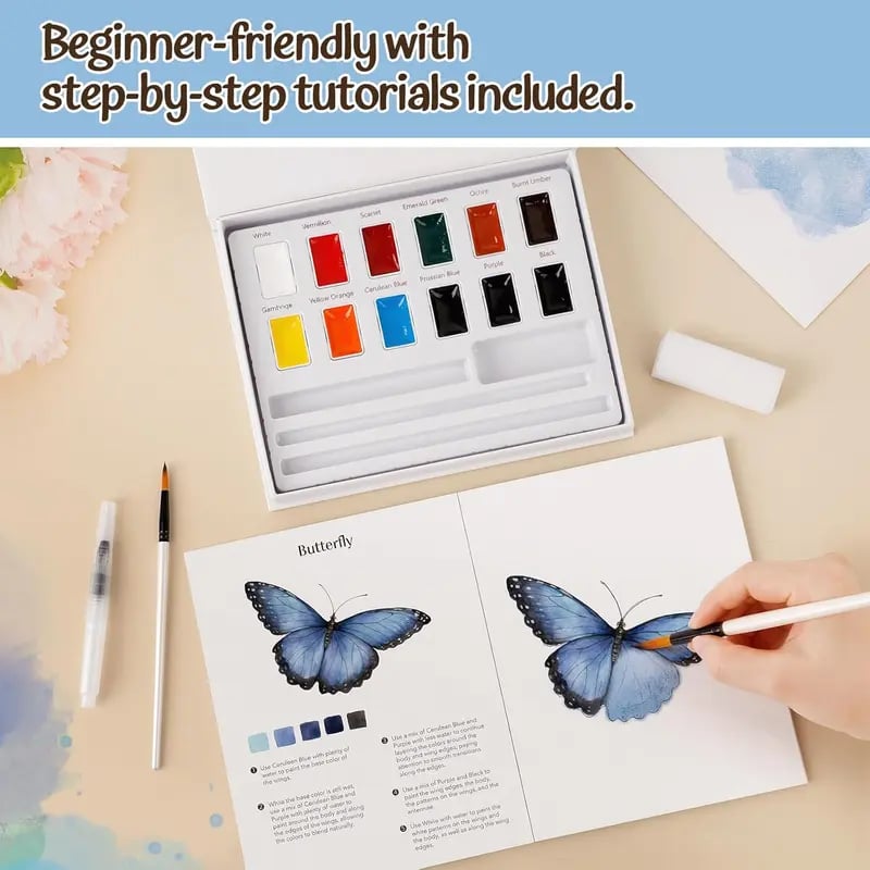 Step-by-step watercolor animal painting tutorial with color guide