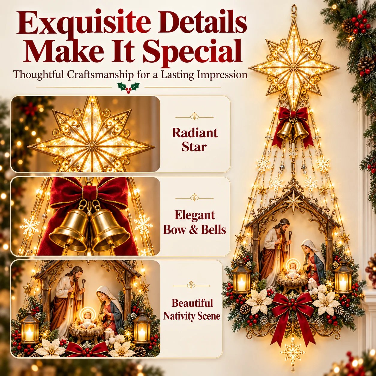 Bethlehem Star wall light exquisite Christmas details