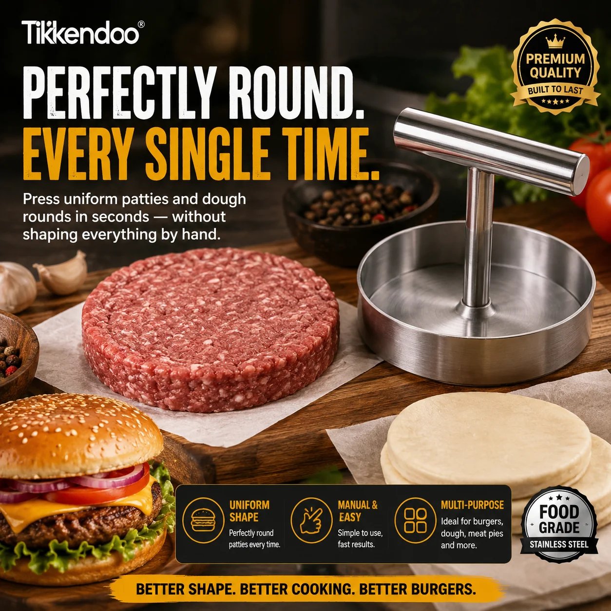 Stainless Steel Burger Press
