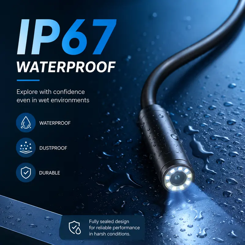 8 LED lights with adjustable brightness on endoscope head