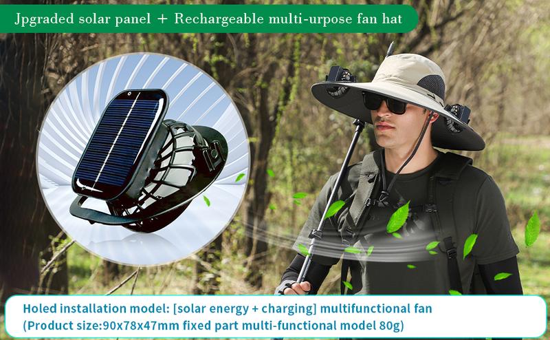 Product Introduction of 2025 New Solar Fan Outdoor Fishing Hat-Solar Sun Protection Sun Hat with Fan Solar Fan Hat Dual Power Supply Fan Outdoor Fan 2