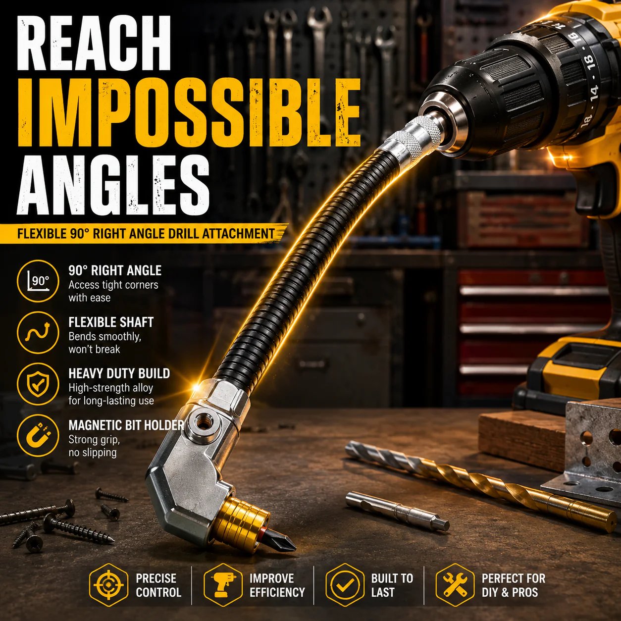 Flexible 90 degree drill adapter Flexible 90 degree drill adapter